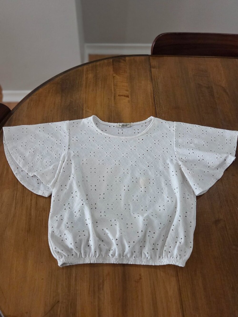 Valentina Naldi Made in Italy White Eyelet 100% Cotton Crop Top